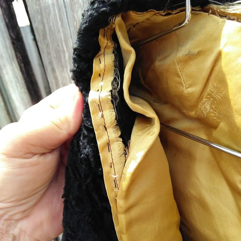 Vintage black persian lamb cropped cocktail jacket 3/4 sleeves